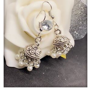 Oxidized cute earrings, pearls